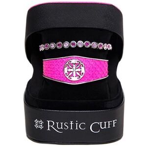 Rustic Cuff COTM October 2016 Pink Python Leather & Crystal Bracelet NWT